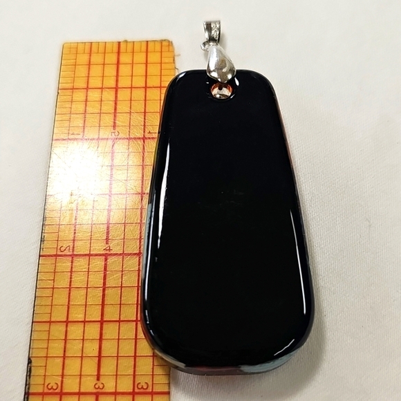 Colorful Abstract Design Fused Glass Pendant 18K White Gold Plated Bail - Picture 2 of 4